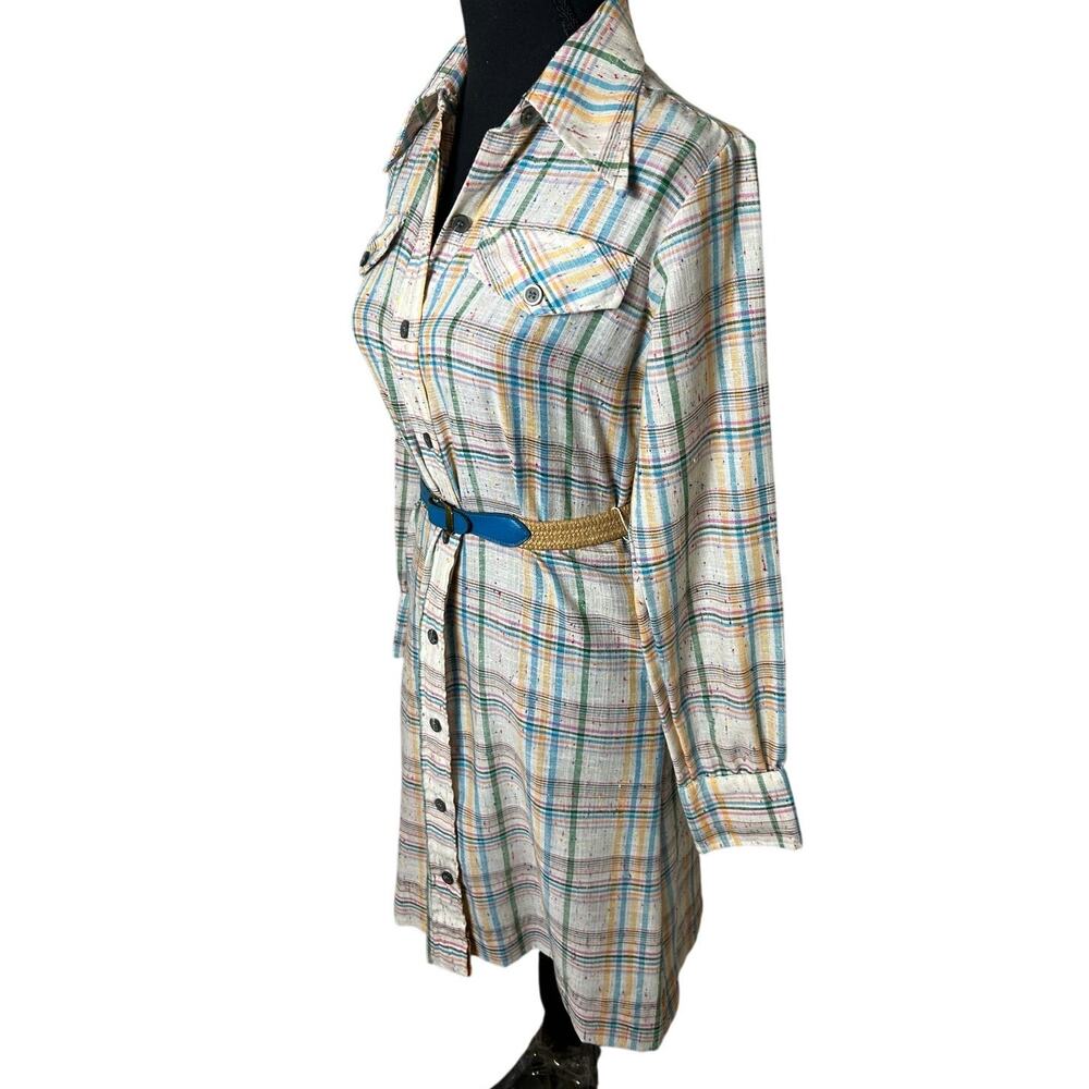 Shapely Permanent Press Multicolor Women's Vintage Plaid Shirt Dress